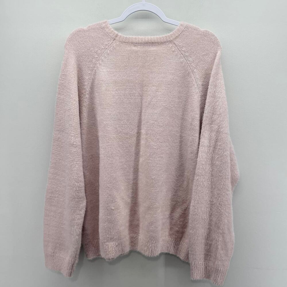 Z Supply Alexa Eyelash Sweater Womens XL Pink Sky Pastel Fuzzy Warm Cozy‎ Soft